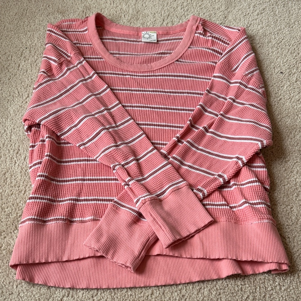 Offline by aerie pink waffle knit shirt L